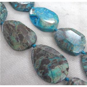 blue ocean jasper beads, slice, faceted freeform, approx 20-55mm