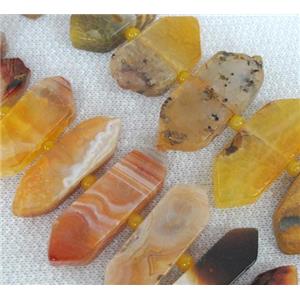 agate beads, guidepost, orange, approx 12x20-20x40mm