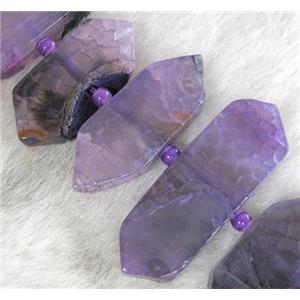 agate beads, point, guidepost, purple, approx 12x20-20x40mm