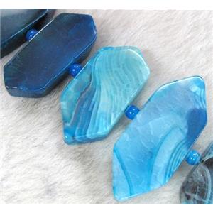 agate beads, point, guidepost, blue, approx 12x20-20x40mm