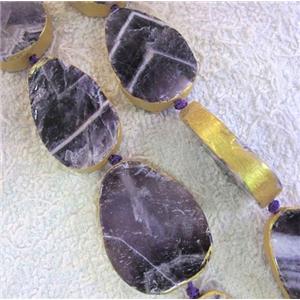dog-tooth amethyst beads, teardrop, polished, approx 20-30mm, 12pcs per st