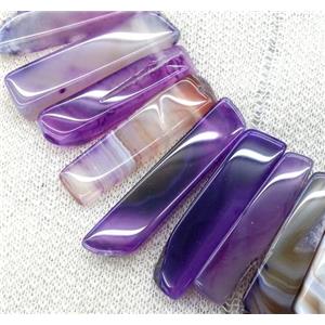agate stick beads collar, purple, top drilled, approx 25-60mm, 15.5 inches