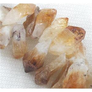 natural citrine beads, teardrop, nugget, yellow, approx 10-35mm