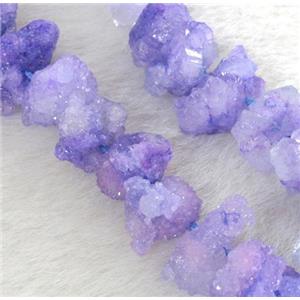 purple druzy quartz beads, freeform, approx 10-20mm, 15.5 inches