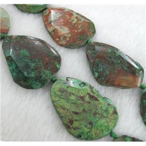 green ocean jasper beads, freeform slab, approx 25-55mm