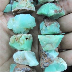 natural Australian Chrysoprase bead chips, freeform, nugget, green, approx 15-25mm. 15 inches
