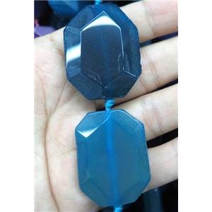 agate beads, faceted rectangle, blue, approx 30-40mm, 15.5 inches