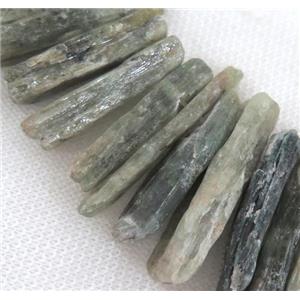 Green Kyanite beads, stick, freeform, approx 20-60mm