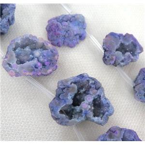 purple druzy agate beads, freeform, approx 20-40mm