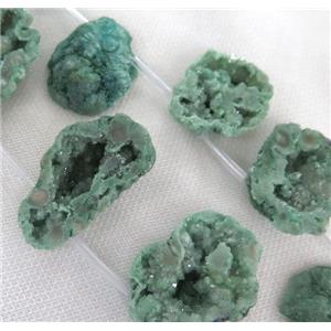 green Agate Druzy Beads, freeform, approx 20-40mm