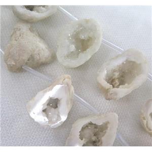 white Agate Druzy Beads, freeform, approx 20-40mm