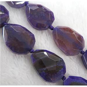 Agate Beads, faceted teardrop, purple, approx 20x35mm, 11pcs per st