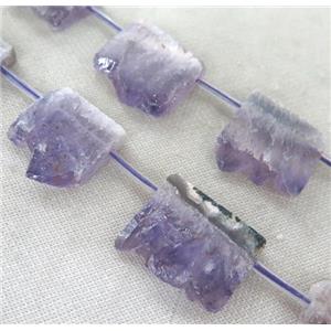 Amethyst slice beads with druzy, purple, freeform, approx 20-40mm