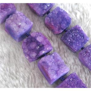 purple druzy quartz beads, square, approx 10-15mm, 16 pcs per st