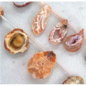 orange agate druzy geode beads, freeform, topdrilled, approx 10-40mm