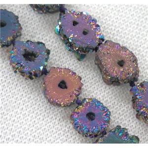 rainbow solar druzy quartz beads, freeform, approx 10-15mm