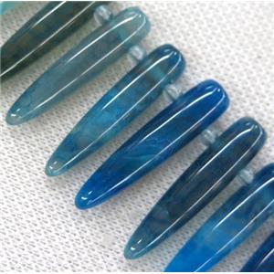 agate bullet bead, blue, approx 10-40mm