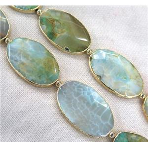 green dragon veins Agate Beads, faceted oval, gold plated, approx 28-45mm