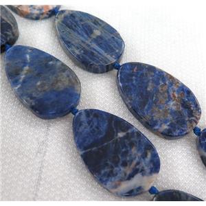 blue sodalite bead, teardrop, approx 30-50mm