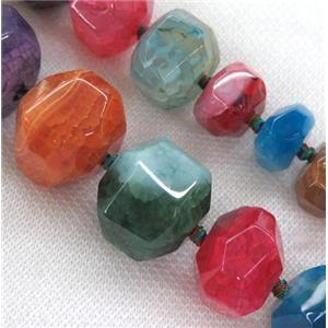 agate bead, faceted freeform, mix color, approx 15-35mm