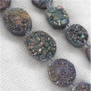 rainbow druzy quartz beads, freeform, approx 12-25mm