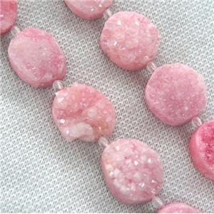 pink druzy quartz beads, freeform, approx 12-25mm