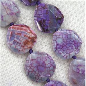 purple Dragon Veins Agate beads, faceted freeform, approx 25-30mm