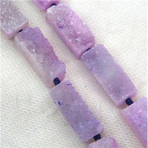 purple druzy quartz bead, rectangle, approx 12-30mm