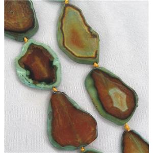 orange Agate slice bead, flat freeform, approx 20-45mm