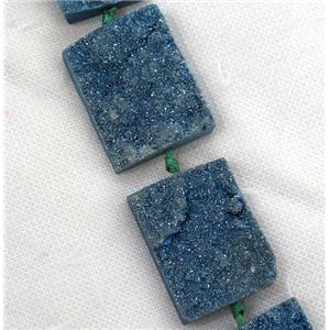 green Druzy Quartz beads, rectangle, approx 30-40mm