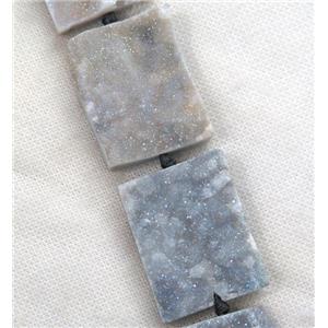 gray AB-color Druzy Quartz beads, rectangle, approx 30-40mm