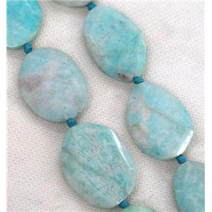 blue Amazonite beads, faceted freeform, approx 20-30mm