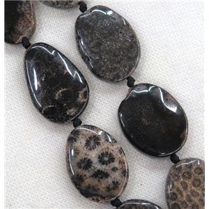 black Coral Fossil beads, freeform, approx 20-40mm