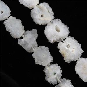 white Quartz Druzy beads, approx 10-15mm