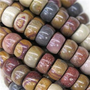 sunset Mookaite barrel beads, approx 5x8mm