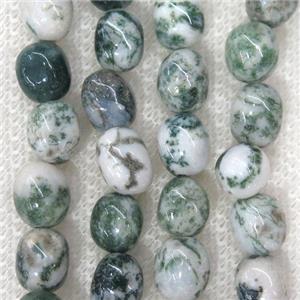 green dendrite Tree Agate beads, approx 8-10mm