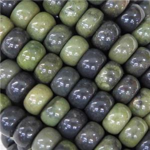 African Green Autumn Jasper barrel beads, approx 4x6mm