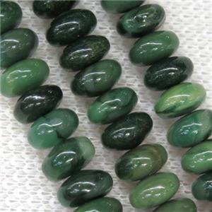 green Verdite beads, rondelle, approx 5x8mm