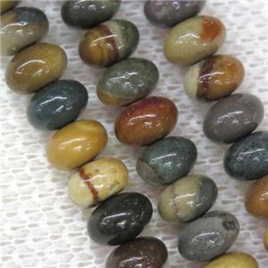 polychrome Jasper rondelle beads, approx 4x6mm