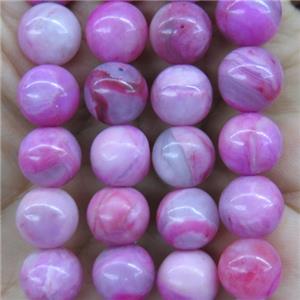 round hotpink Crazy Agate beads, dye, approx 8mm dia