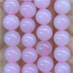 round Rose Quartz beads, pink dye, approx 6mm dia