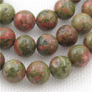 round Unakite beads, approx 6mm dia