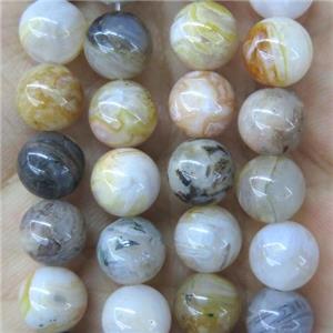 round Bamboo Agate beads, approx 12mm dia