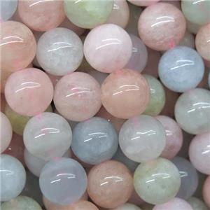 round Morganite beads, multi color, approx 4mm dia
