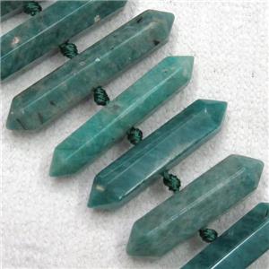 Russian Amazonite bullet beads, green, approx 9-38mm