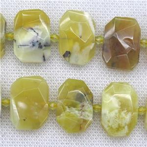 yellow Opal Jasper beads, faceted rectangle, approx 13-23mm