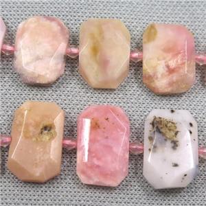 pink Opal Jasper beads, faceted rectangle, approx 13-23mm