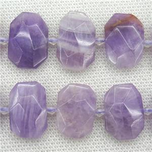 purple Chalcedony beads, faceted rectangle, approx 13-23mm