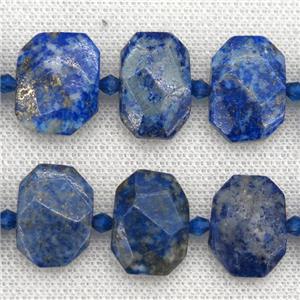 blue Lpais Lazuli beads, faceted rectangle, approx 13-23mm