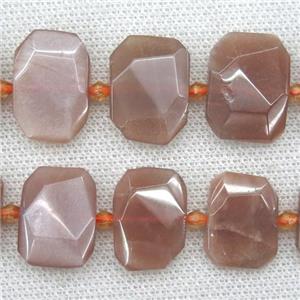 ornage MoonStone beads, faceted rectangle, approx 13-23mm